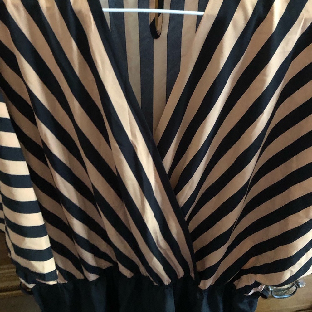 Striped Black and Cream shorts romper